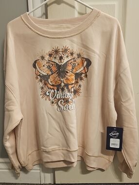 Vintage Soul Graphic Sweatshirt - Buttercream with Orange Butterfly